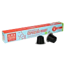 Black Coffee Roasters Espresso Roast package and capsule for Nespresso
