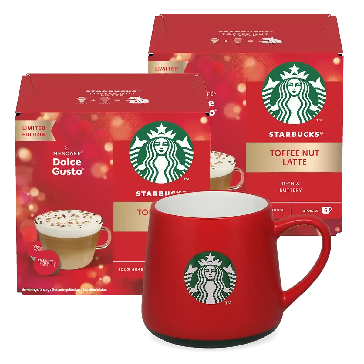 Toffee Nut Latte + piros bögre csomag